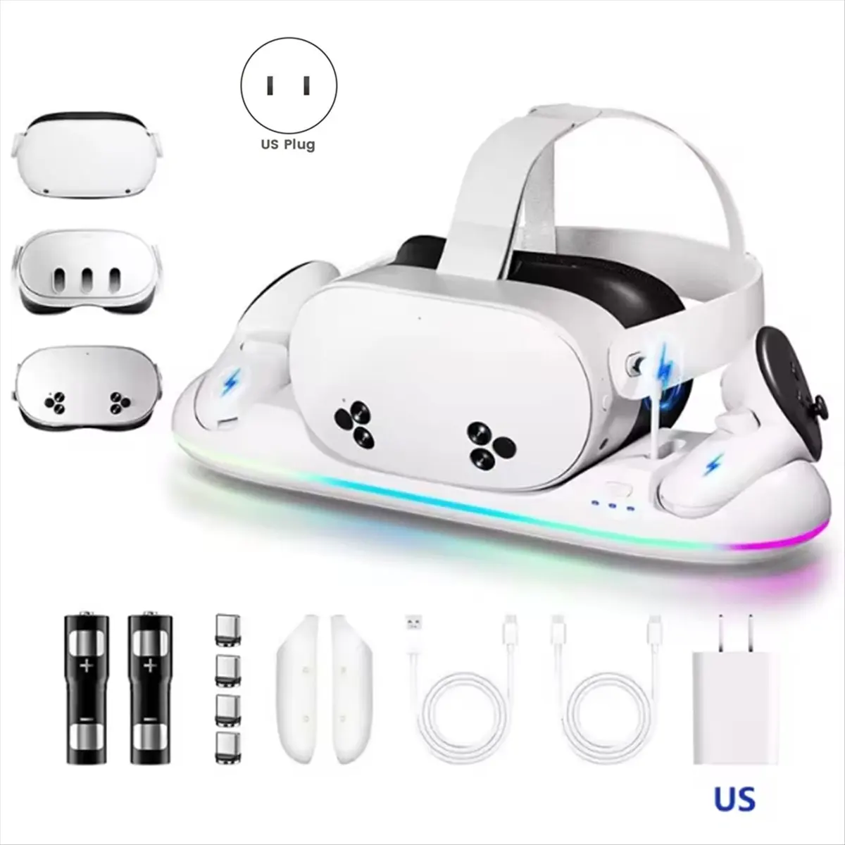 

RGB Charging Dock for 3S / 3 / 2 VR Headset & Controllers Fast Charging Station for 3 US Plug