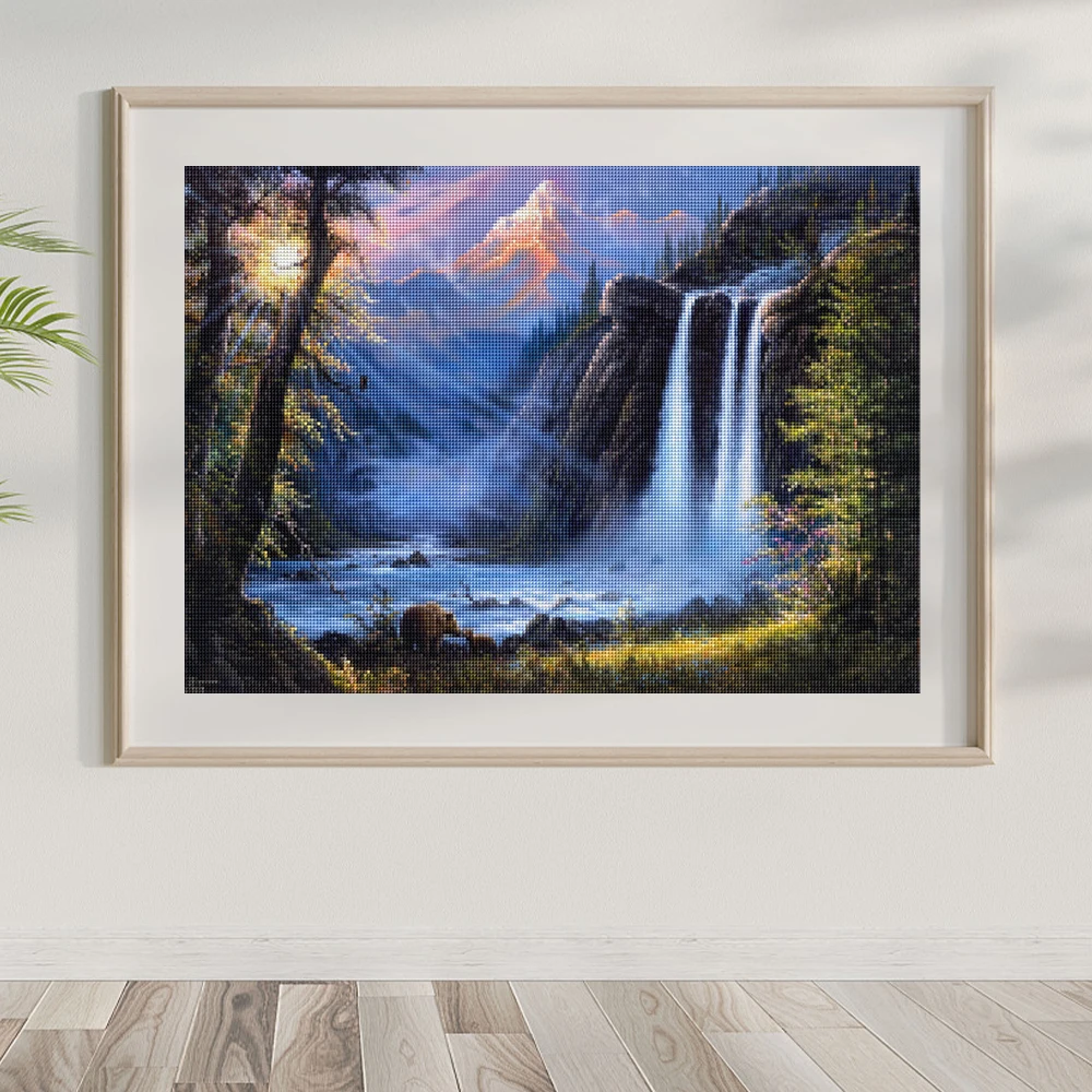 Scenery 5D DIY Diamond Painting Art Jungle Waterfall Landscape Picture 3D Full Diamond Mosaic Home Decor Rhinestone Painting