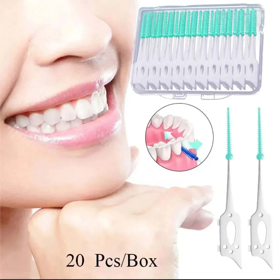 2PCS Soft Silicone Interdental Brush Toothpick Cleaning Interdental Brush Oral Care Elastic Silicone 20pcs/box