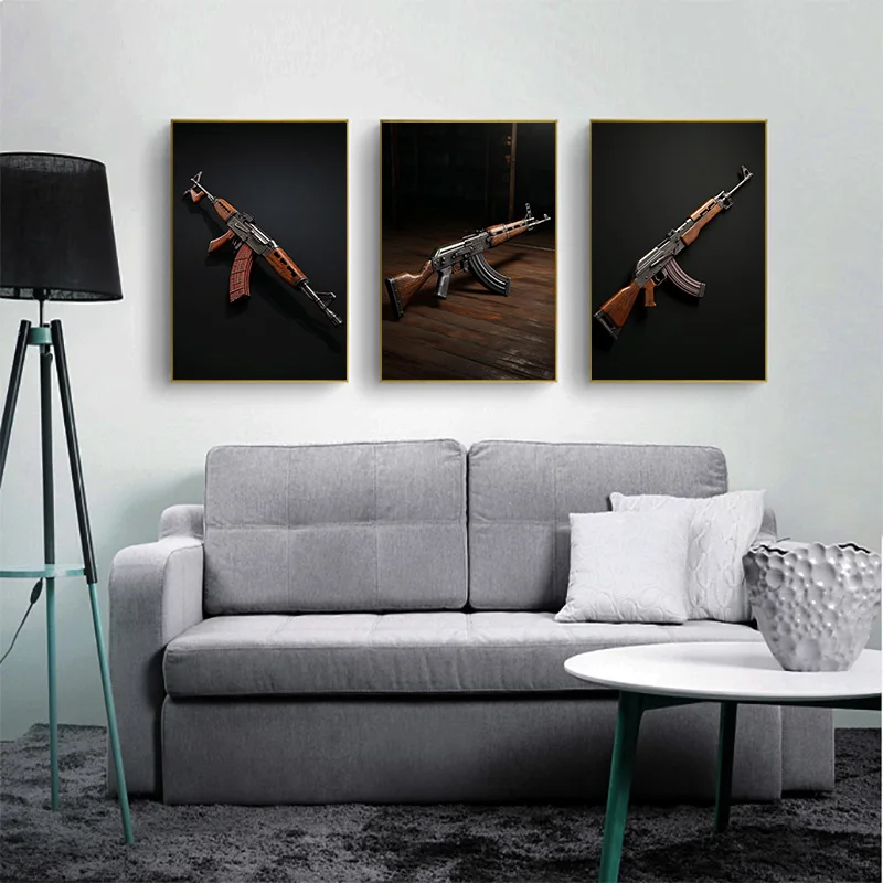 1Pcs Bedroom Decoration Pictures Room Wall Decor Type Submachine Gun Canvas Painting Interior Paintings Home Decorations Posters