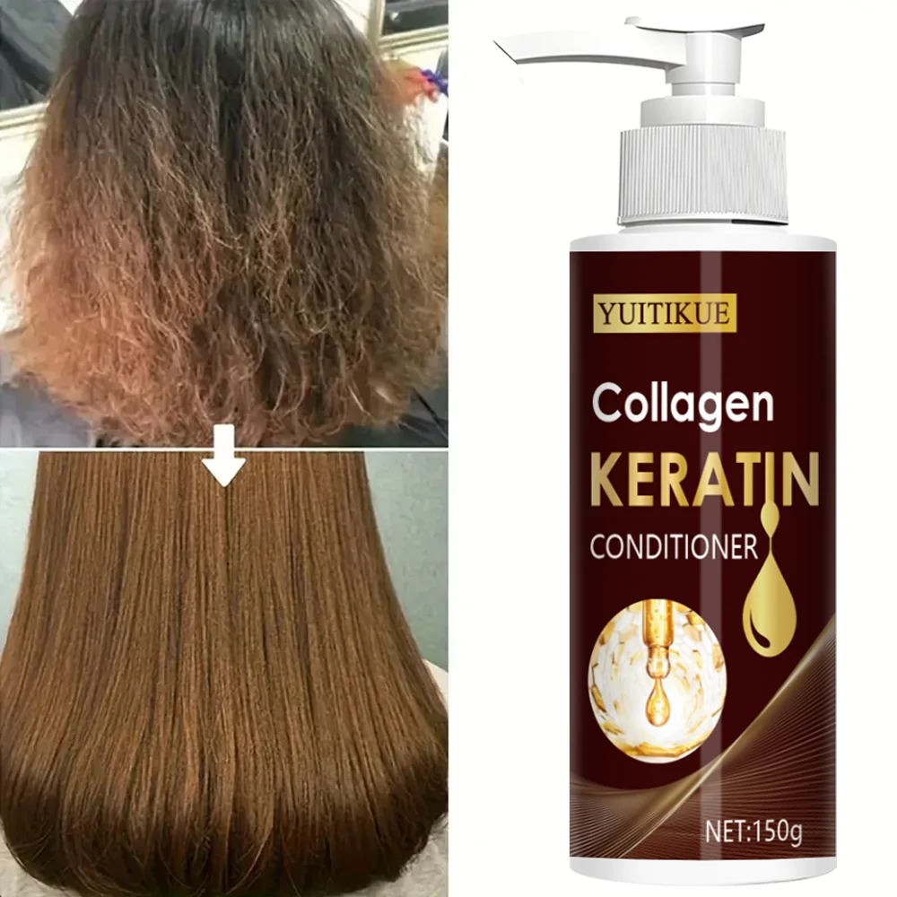 Acondicionador de queratina y colágeno YUITIKUE, absorbe rápidamente, nutre y suaviza el cabello dañado, radiante un brillo encantador.