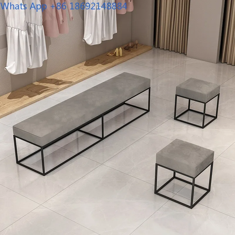 Nordic Clothing Store Small Stool Ins Dressing Shoe Cabinet Long Rest Sofa Stool Soft Cover Shoe