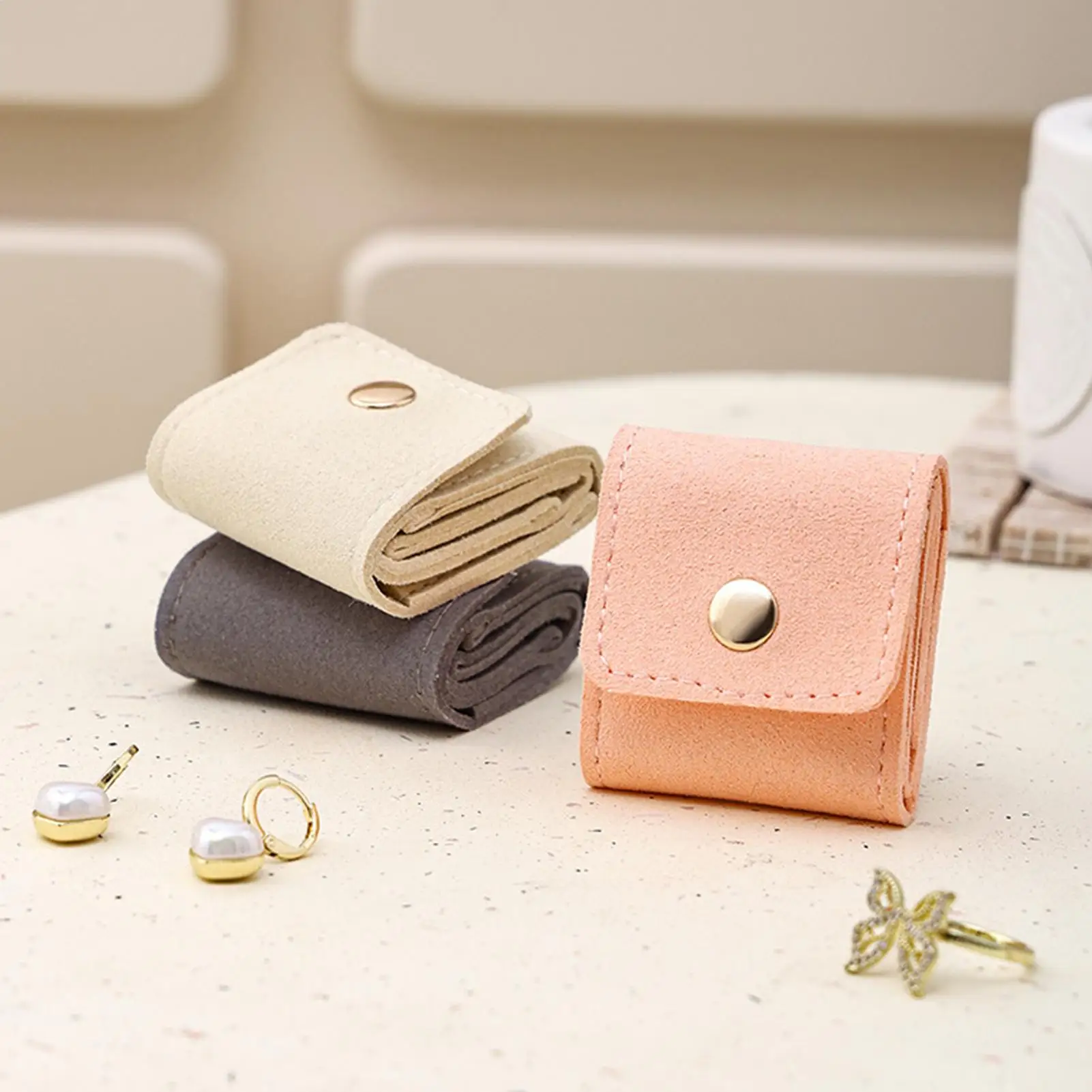 Simple And Portable Compartment Jewelry Bag Ring Storage Pouch, Small Portable Travel Earring Jewelry Storage Bag