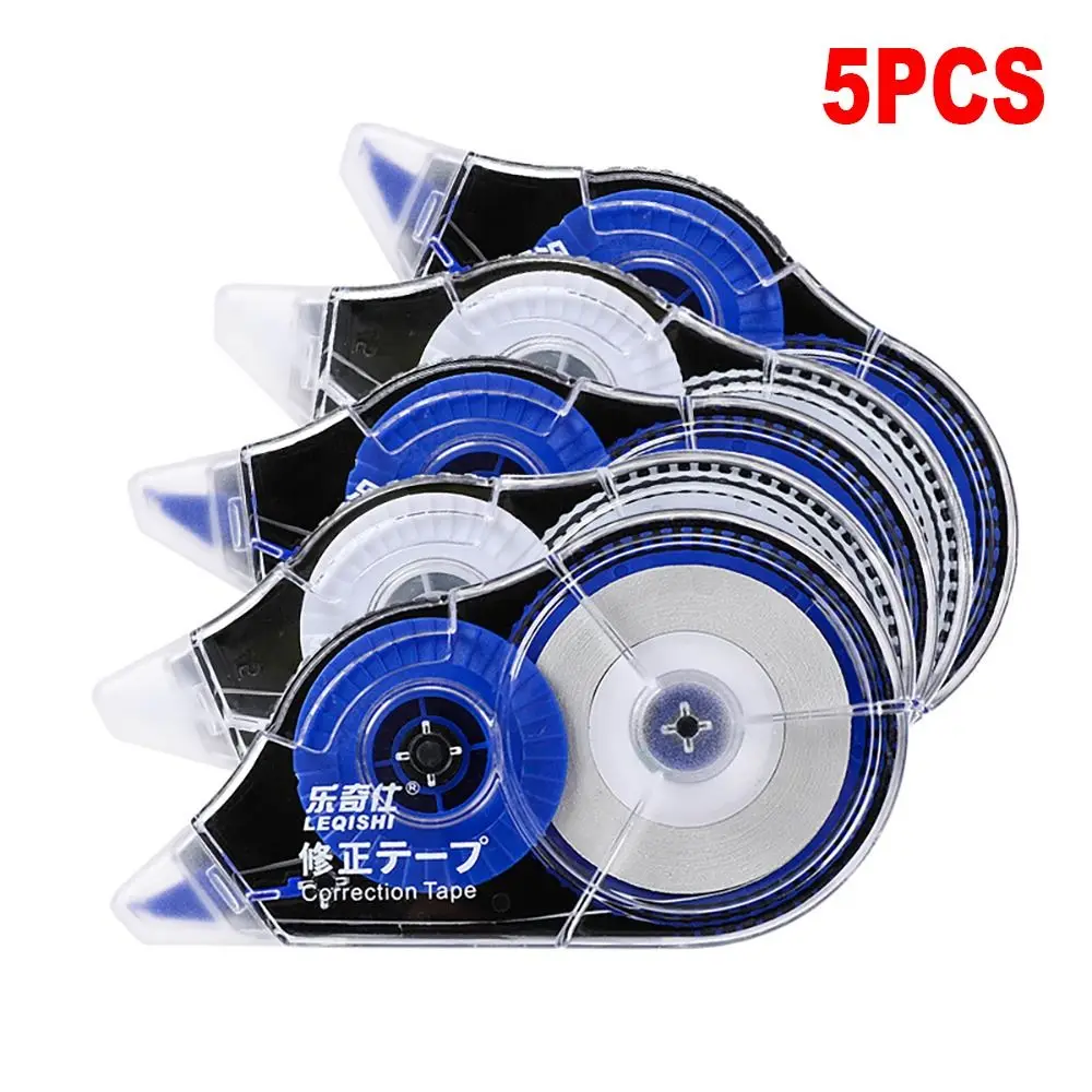 5pcs/Set Office Supplies Correction Tape Roller Student Stationery White Sticker Tape 5mm Width 150M Error Eraser Tape Book