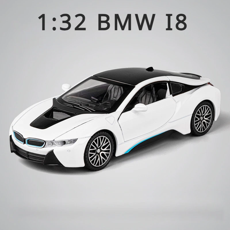 

1:32 BMW I8 Alloy Car Model Sound And Light Metal Simulation Toys Vehicles Kids Boys Car Toy Gift Collective Home Decor