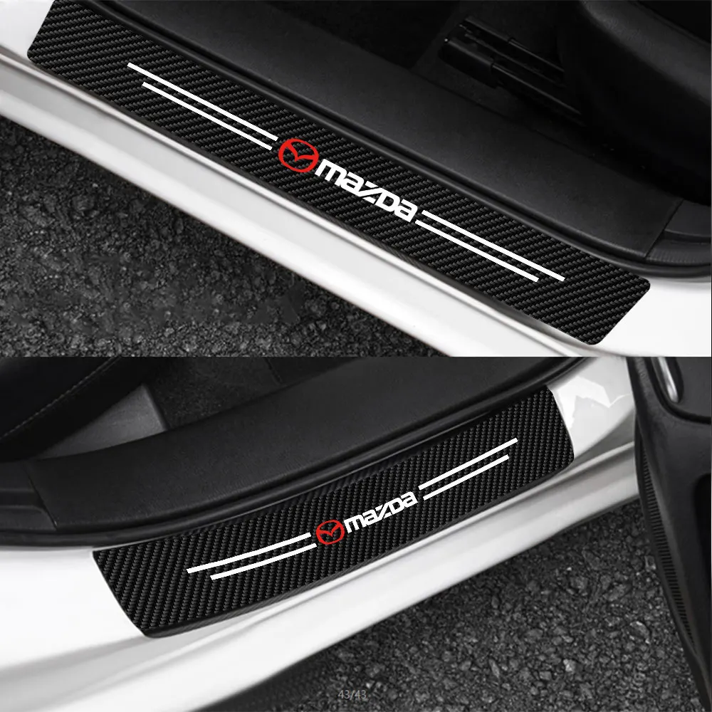 

4pcs/set Carbon Fiber Leather Car Door Sill Anti-Scratch Decorative Sticker For Mazda 3 Bk 6 Gh CX-5 CX30 MX-5 2 5 CX-3 GJ CX-8