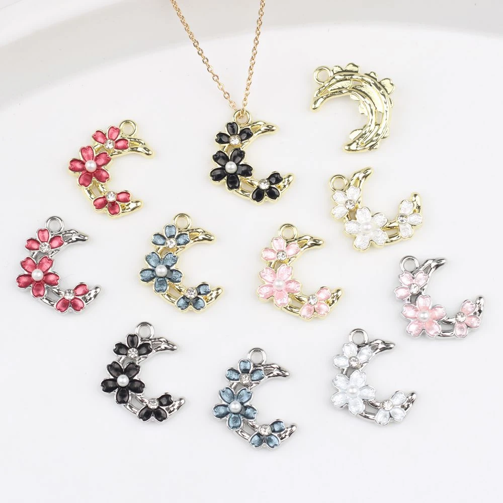 

10 шт., простой милый кулон с лунным цветком, сделай сам, аксессуары для изготовления ювелирных изделий ручной работы, серьги, ожерелье, браслет, ремесло, модные подарки