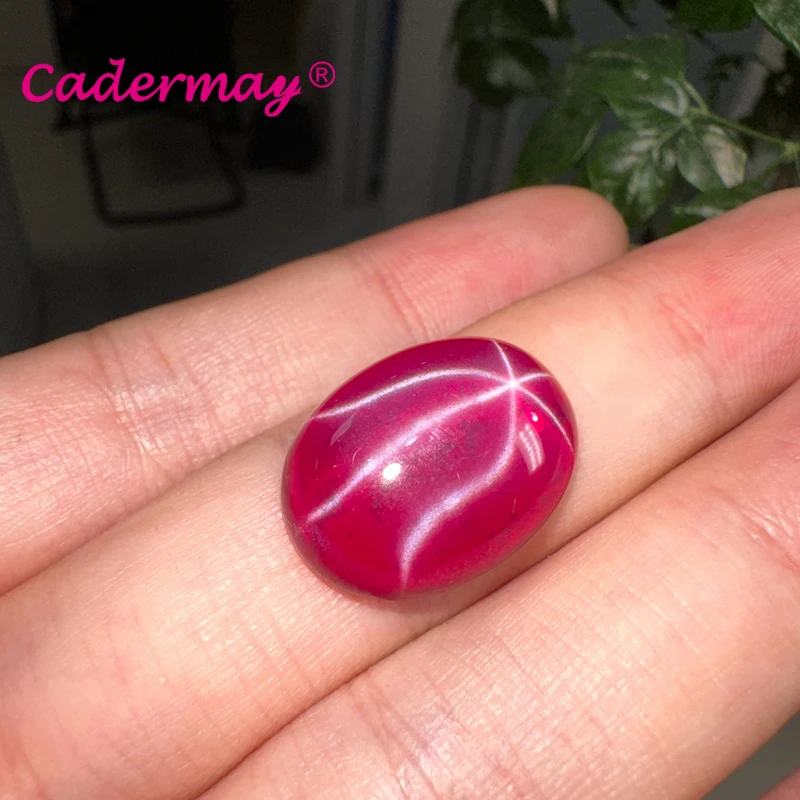 CADERMAY 5# Cab Cut Oval Shape Lab Grown Pretty Star Ruby With Inclusions Loose Stones For Customized Smart Jewelry DIY