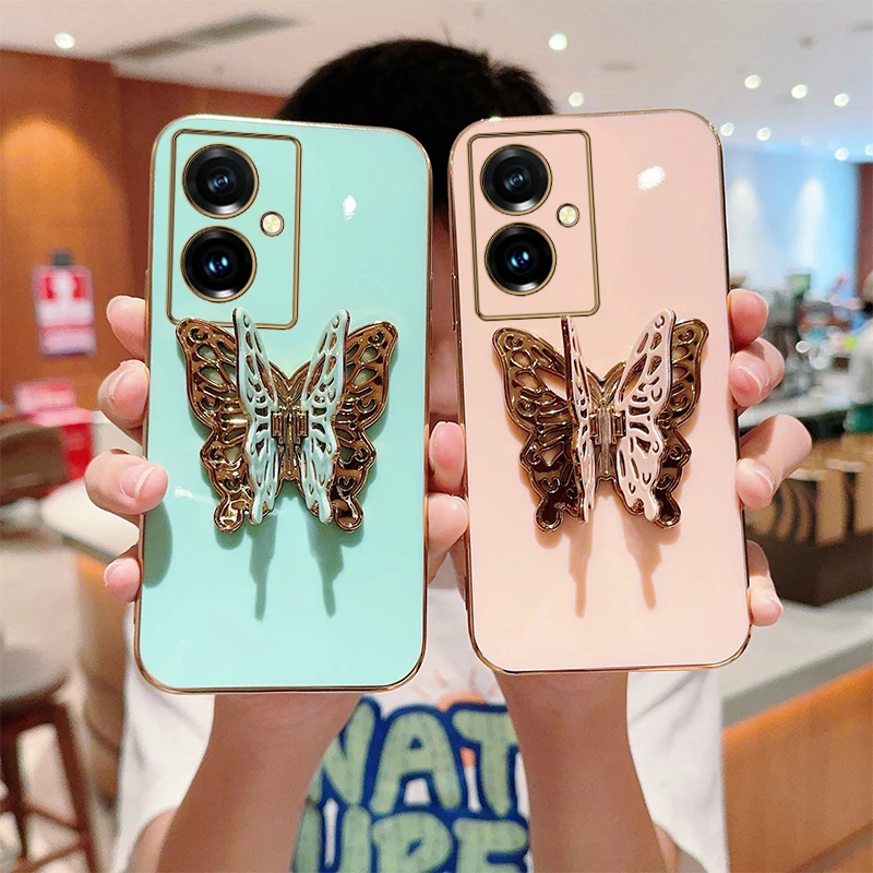 Y 78 Plus Metal Butterfly Plating Holder Phone Case For VIVO Y85 Y200i Y35Plus Y28 Y35 Y91 Y93 Y78 Y76S Y100 X100 X100S Cover