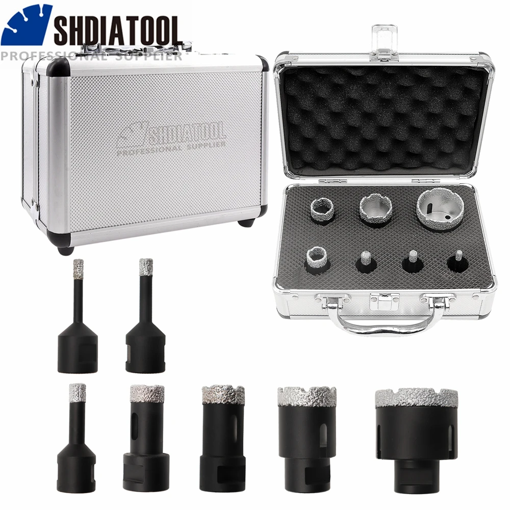 Shdiatool-conjunto de Bits de Diamante Perfuração a Seco Porcelanato Cerâmica Mármore Grés Buraco Saw Kit Buraco Saw 10 20 25 35 50 mm M14 Peças