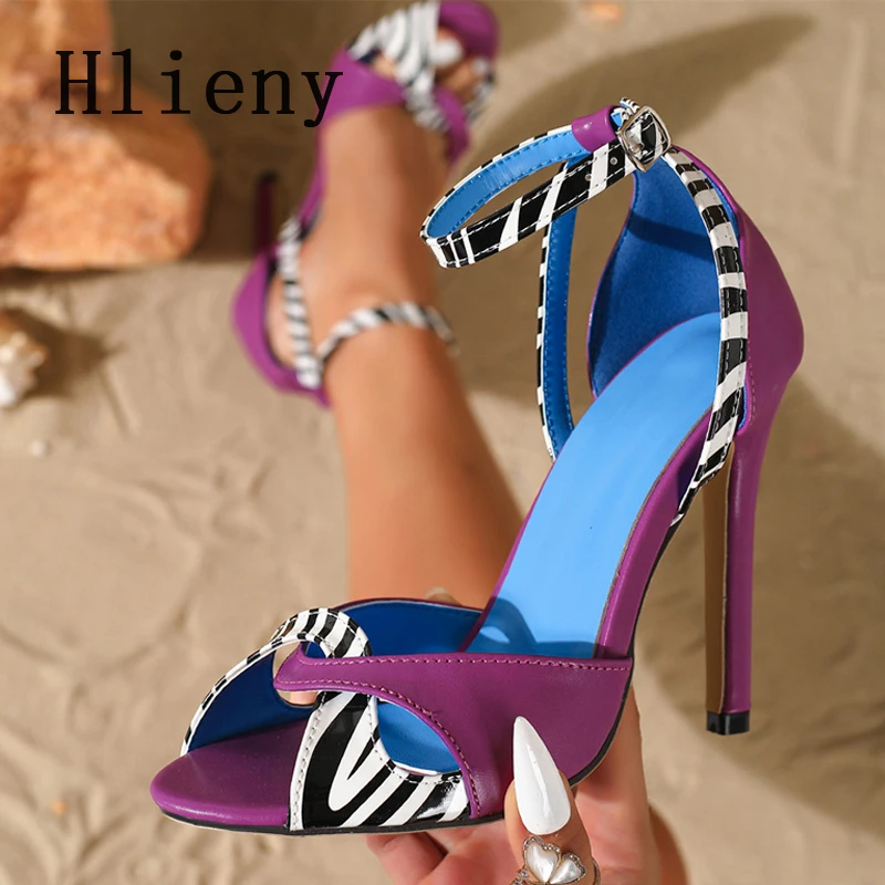 

Новые сексуальные женские босоножки Hlieny с открытым носком на тонком высоком каблуке, модные гладиаторские сандалии с пряжкой, летние туфли для вечеринок и выступлений