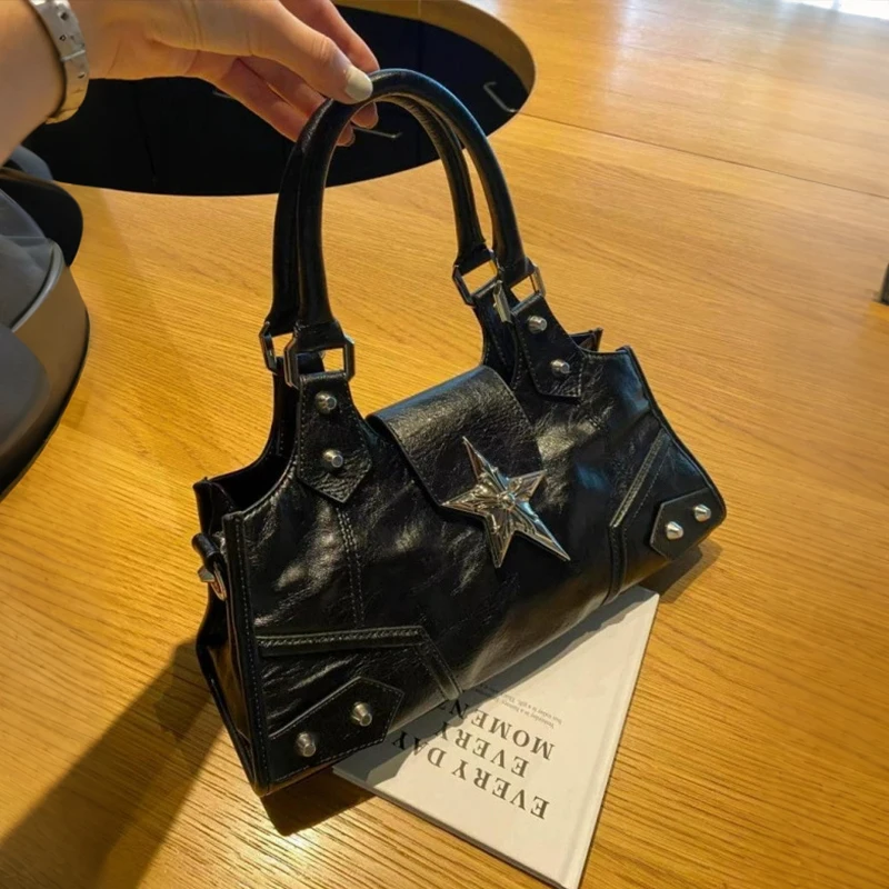 

Y2K Gothic Star Design Girl Black Aesthetic Vintage Bag Punk Goth Purse Shoulder Handbags Bucket Crossbody Bags For Women