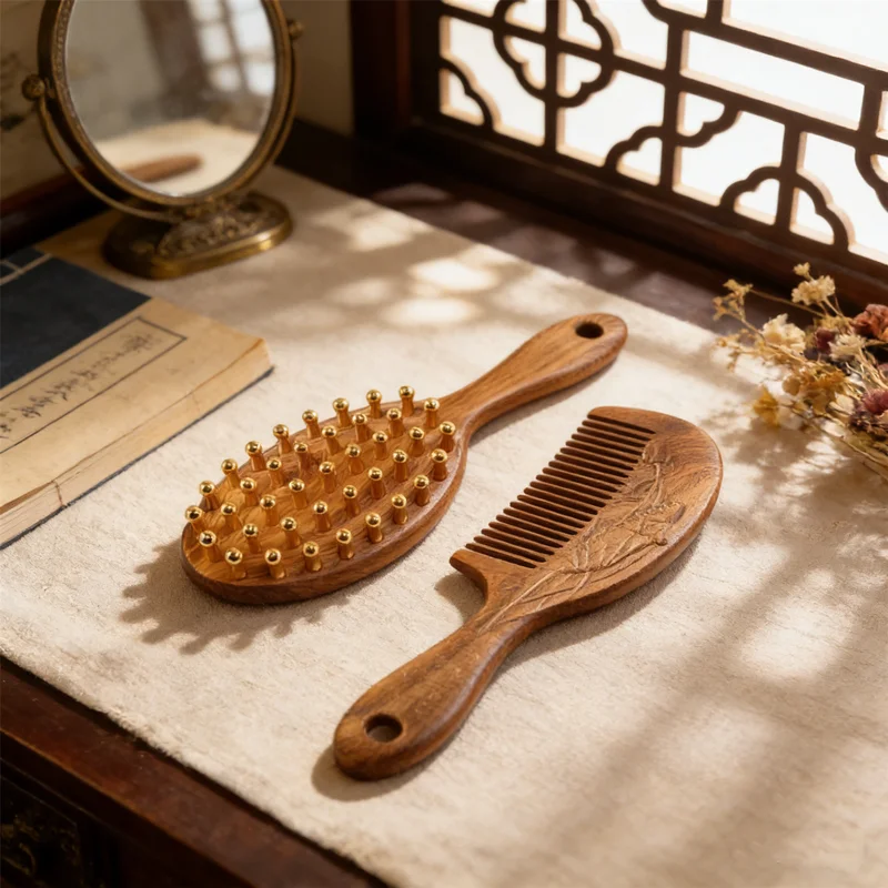 

Деревянный массажер для головы с широкими зубьями, 39 зубьев, расческа для кожи головы для глубокой релаксации, снятие стресса, длинная ручка, инструмент Гуа Ша, утолщенная расческа