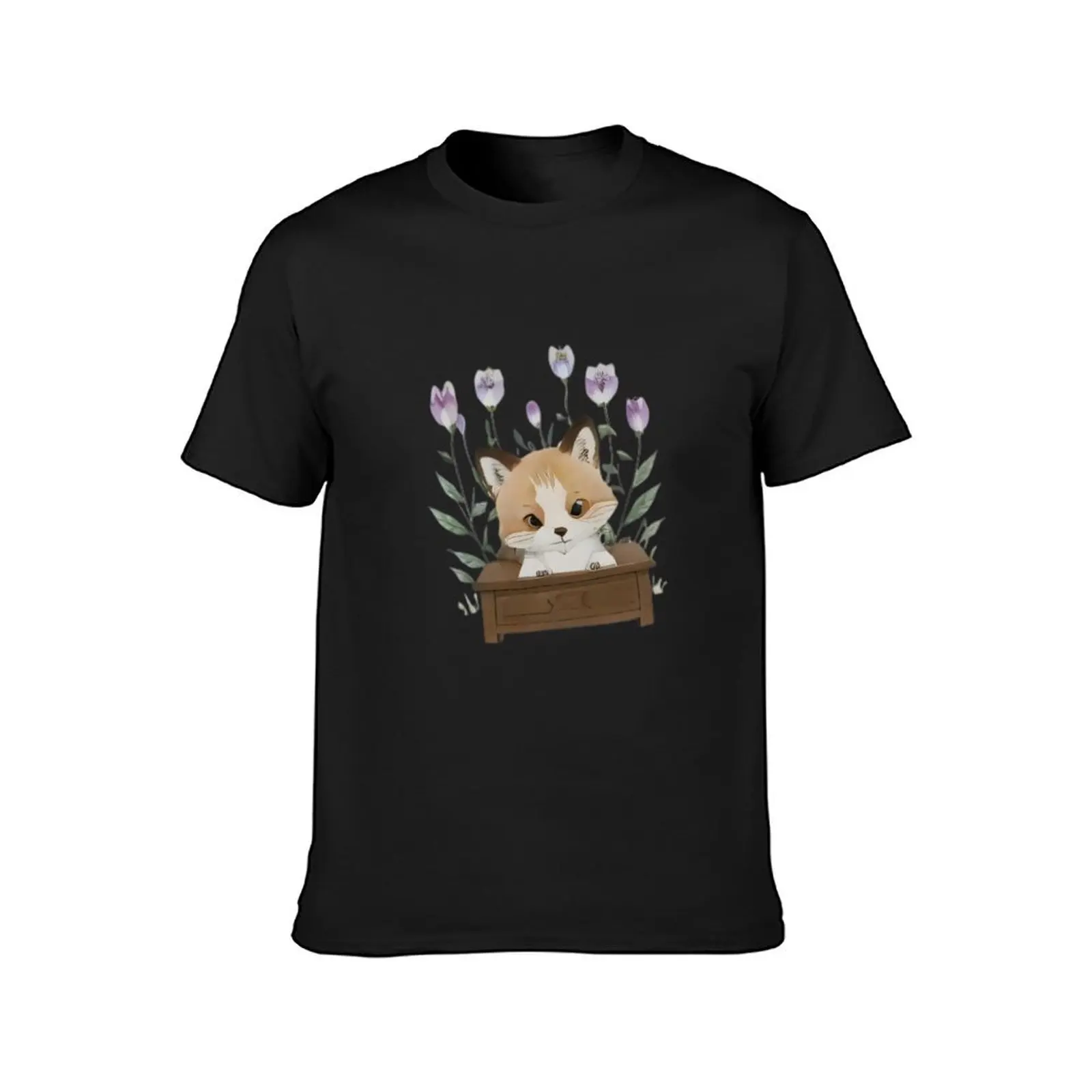 A small fox in pot T-Shirt animal prinfor boys korean fashion Blouse men t shirt