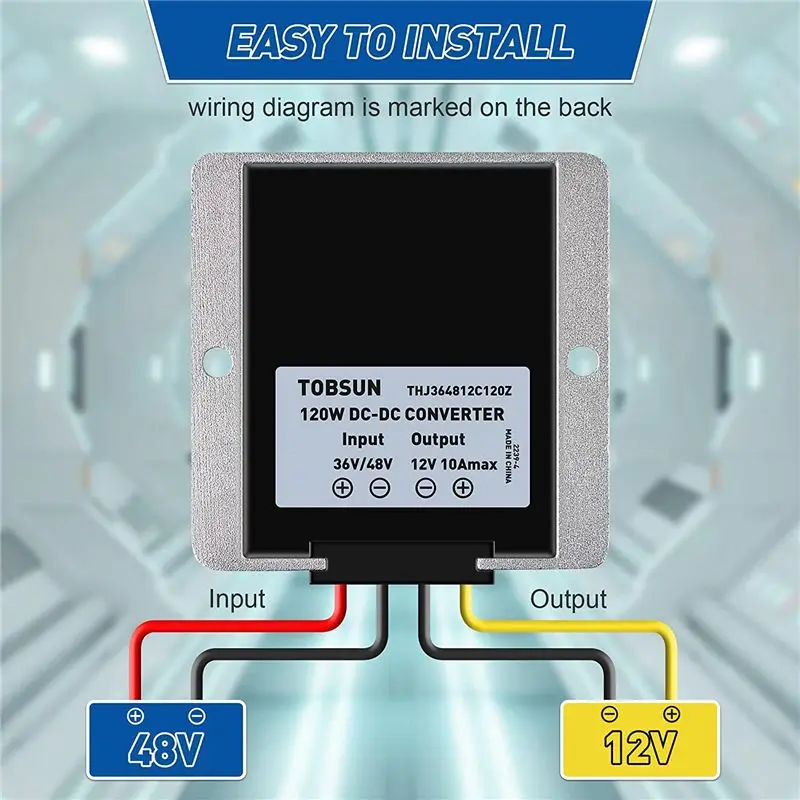 A56K 2 Pack DC 36V 48V to DC 12V Converter Voltage Regulator Reducer 10A 120W 12 Volt Waterproof Buck Stabilizer Transformer
