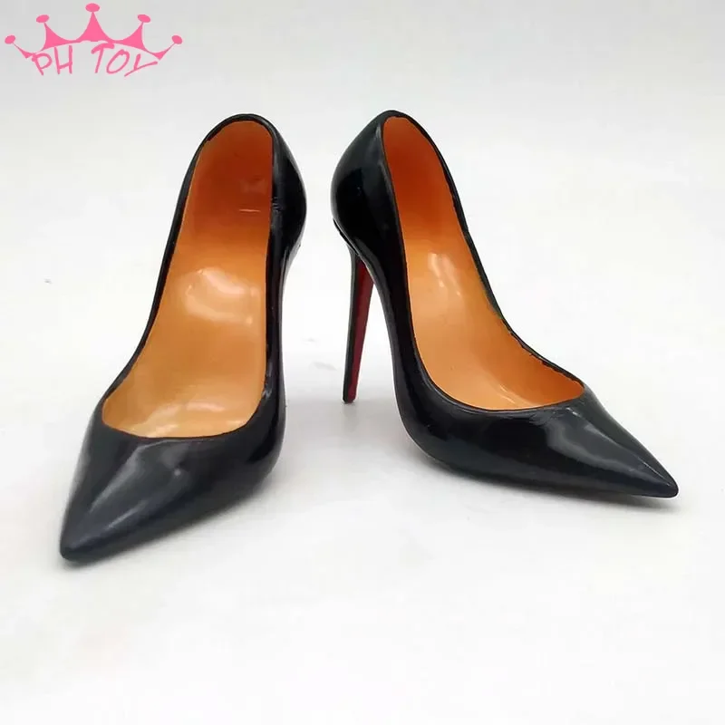 1/4 Scale High Heel Shoes Black Hollow Female Solider Shoes Model Action Figure Toy