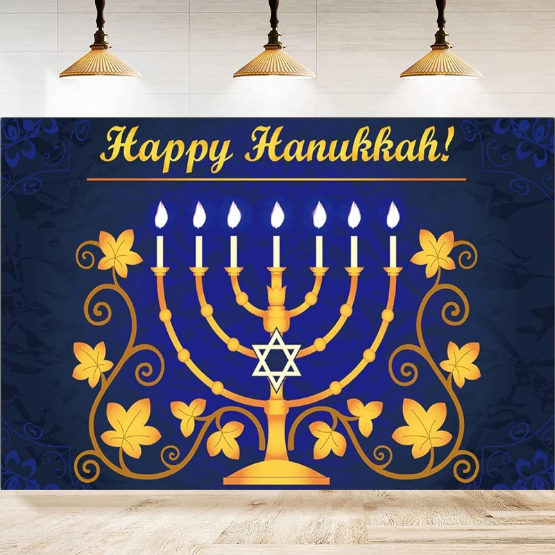 Fondo de fotografía feliz Hanukkah suministros para fiestas decoración fondo vacaciones sagradas Festival suministros para fiestas cartel Banner