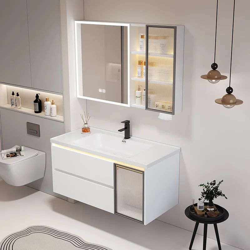 

Aluminum alloy bathroom cabinet ceramic integrated basin washbasin cabinet toilet washbasin cabinet combination bathroom