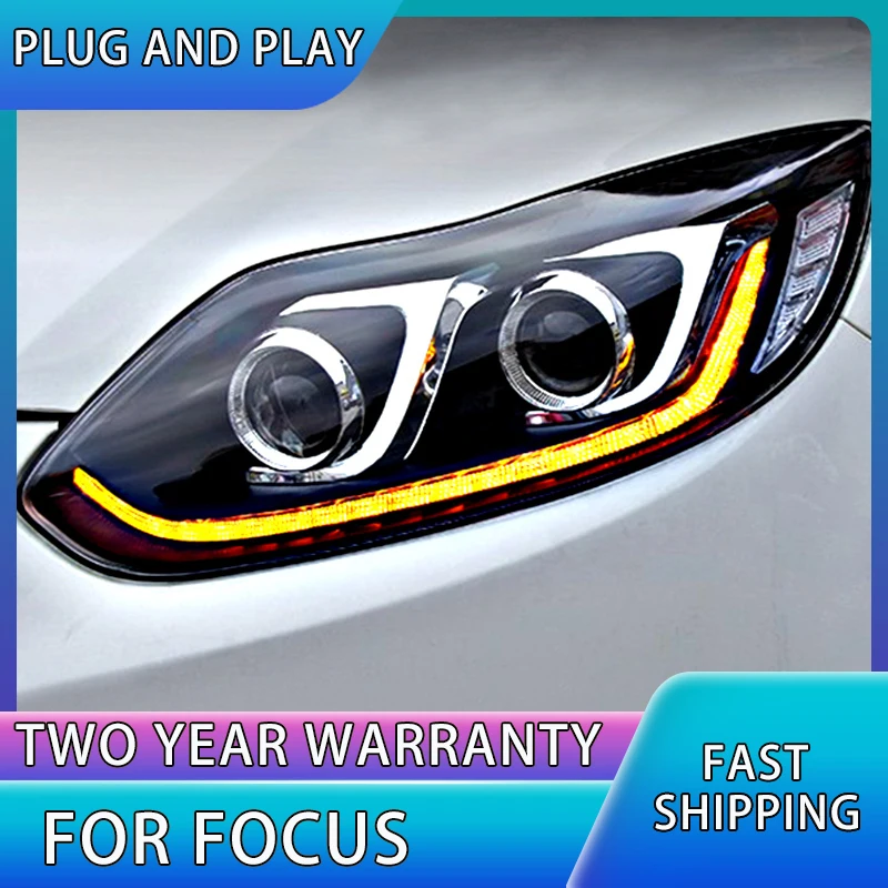 Car Styling For Ford Focus MK3 headlights 2012 2013 2014 Dynamic turn signal Headlight front Bi-Xenon Lens Double Beam HID KIT