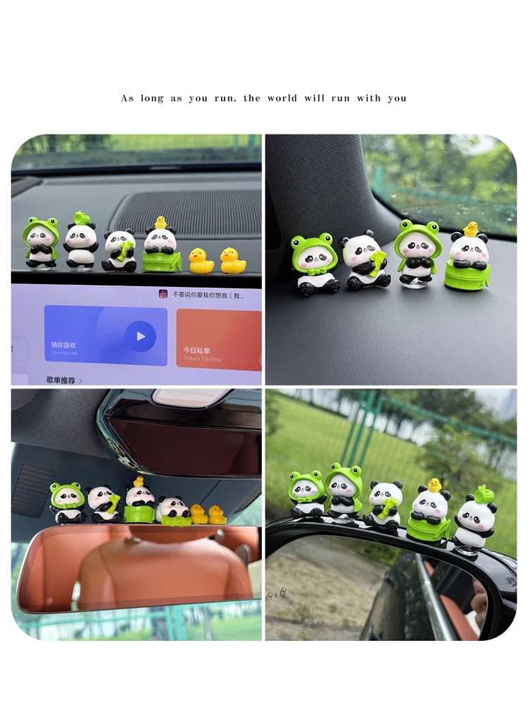 6 Stück Kawaii Panda Auto-Armaturenbrett-Figuren, Niedliche Harz-Mini-Ornamente, Innendekoration, Schreibtisch- und Heimdekoration, Geschenk für Frauen, SUV, Auto – Detail 16