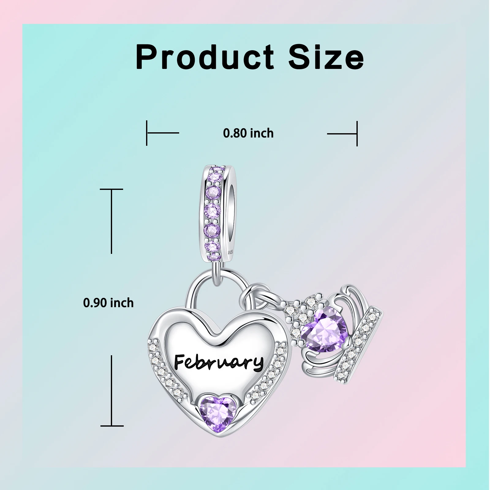 925 Sterling Silver January-December Birthday Stone Love Zircon Pendant Bead Fit Charms Necklace Bracelet Women Jewelry DIY Gift