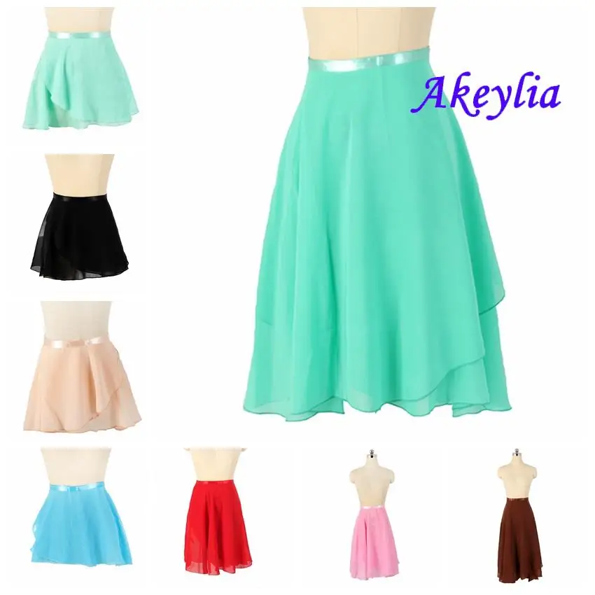 60cm Adult Long Wrap Chiffon Ballet Tutu Green Skate Skirt Adjustable Buckles Women Ballerina Dance Wear Ballet Skirt Burgundy