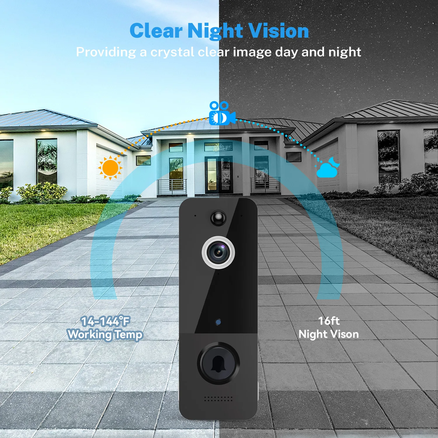 U8 Visual Doorbell Camera Wifi Smart HD Night Vision Doorbell Remote Electronic Peephole Camera for Home Use