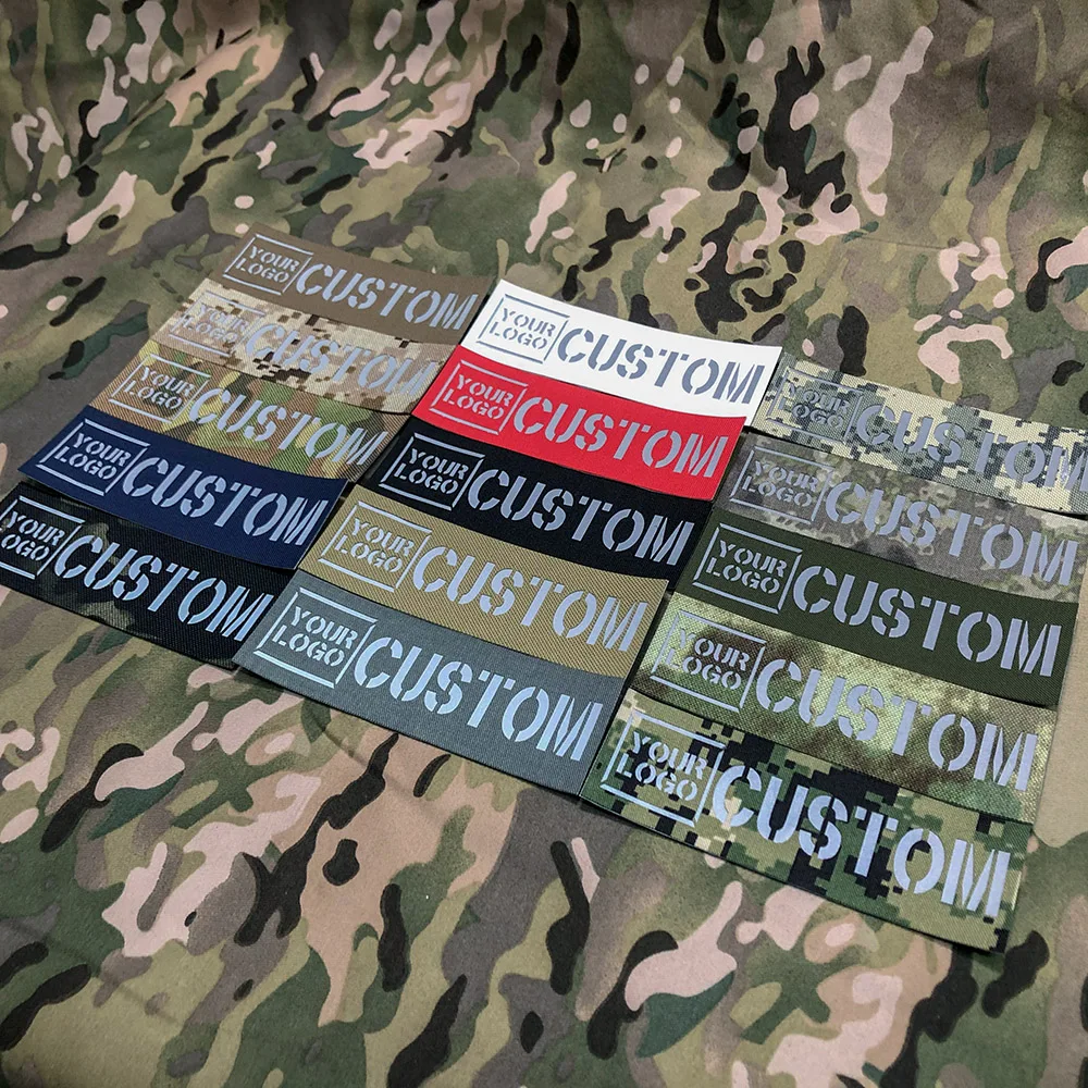 

IR IFF Infrared Reflection Patch Custom Logo Flag Laser Cut Big Name Tapes Gray Letters Morale Tactics Military Airsoft