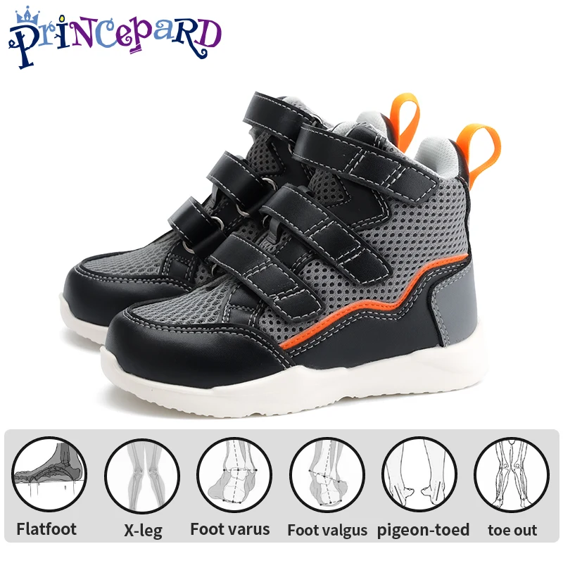 PRINCE PARD Children Shoes Girls Boys Breathable Mesh Orthopedic Sneakers with Arch Support Insole for Tiptoe Flatfeet