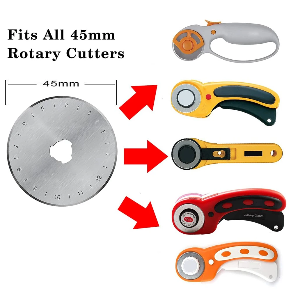 3PCS Rotary Cutter Blades 45MM Serrated Rotary Cutter Blades with Storage Case Rotary Replacement Blade for Leather Fabric Craft