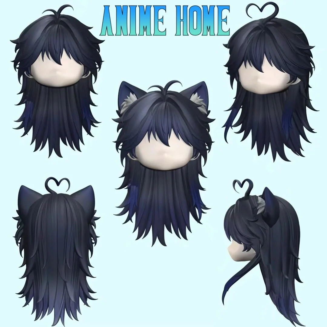 

BJD Head Shell Demon Fox Handmade OB11 OB22 White Hair Plate Detachable Toy Model Cosplay