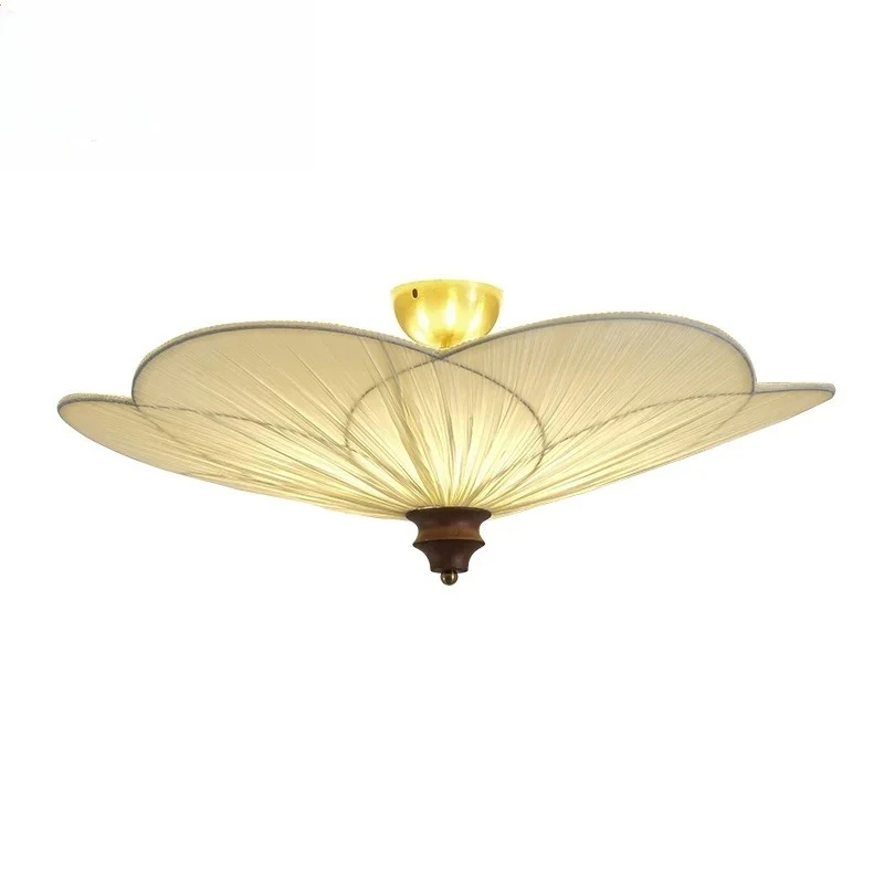 French Medieval Retro Plum Blossom Shape Ceiling Lamps LED E27 Fabric Lampshade Ceiling Lights Bedroom Parlor Balcony Cloakroom