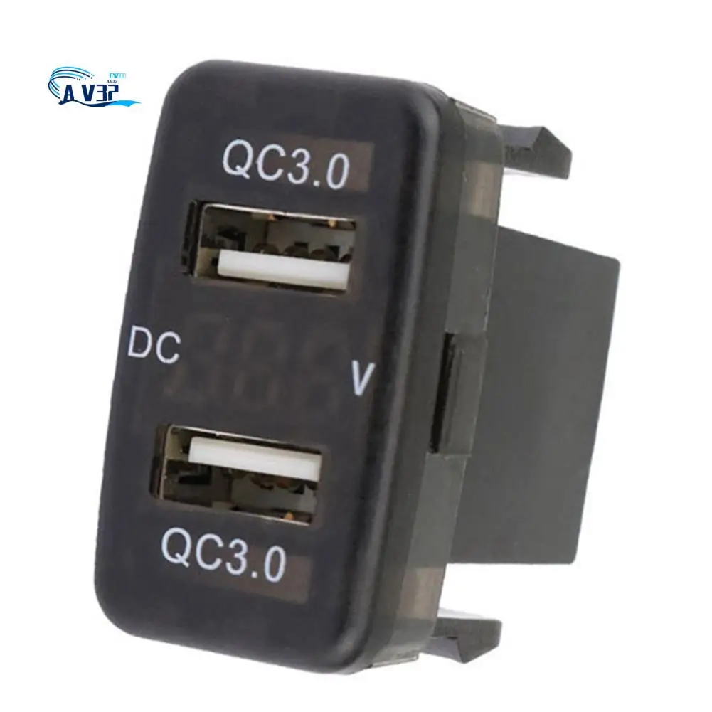 

AV32-Car Dual USB3.0 Fast Charge With Display Voltmeter Black Voltage Car Charger For Toyota