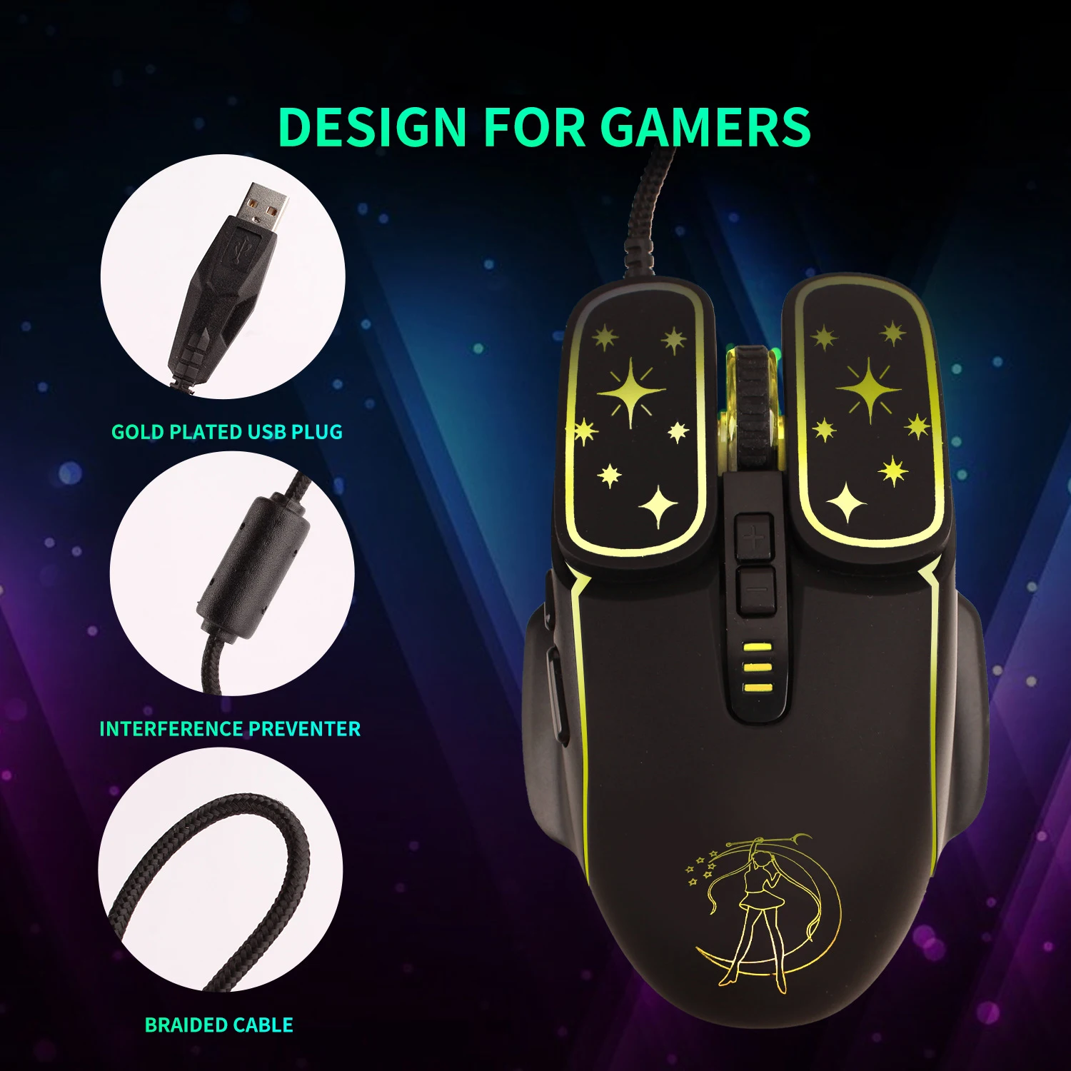 1.5M wired USB RGB Breathing backlight  Streaming Mouse Colorful Game 7200DPI Ergonomic Game Mouse Computer  MICE