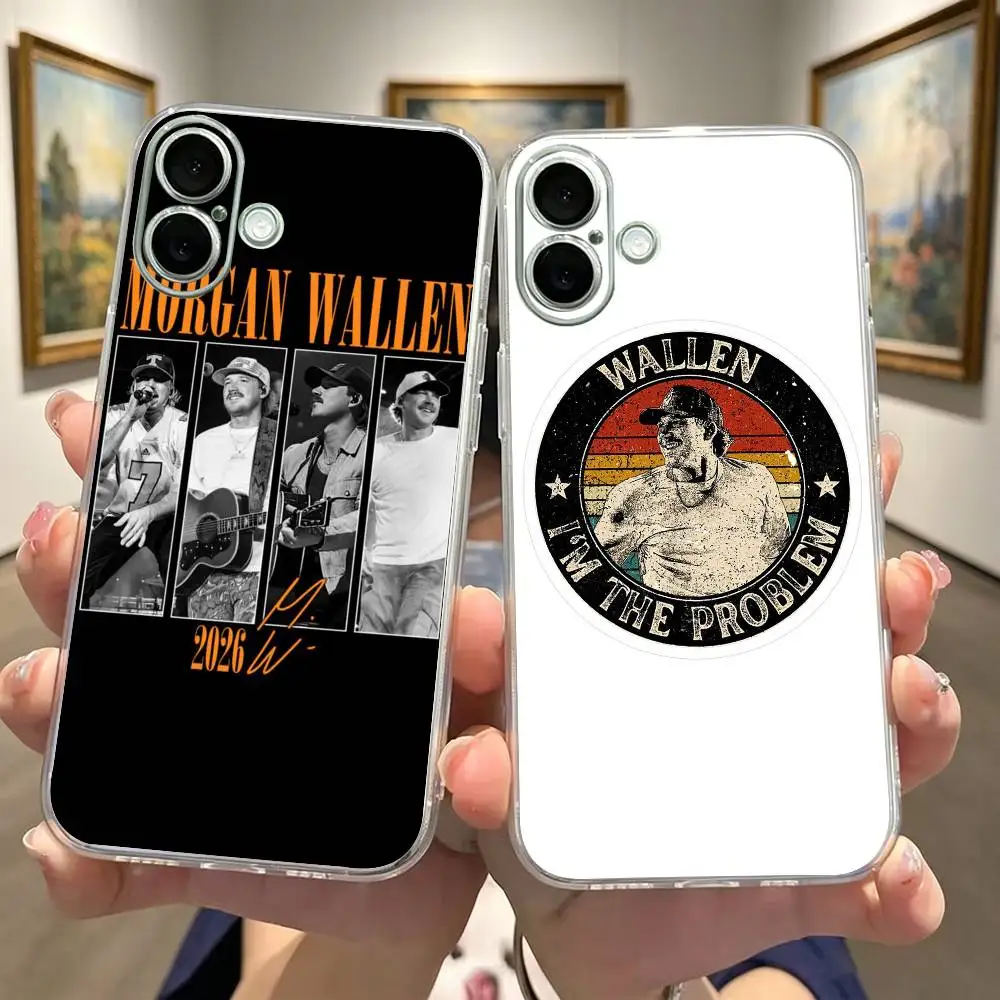 Country music M-Morgan Wallen Clear Phone Case For iPhone 17 16 15 14 13 12 11Pro Max Plus Transparent Shockproof Cover