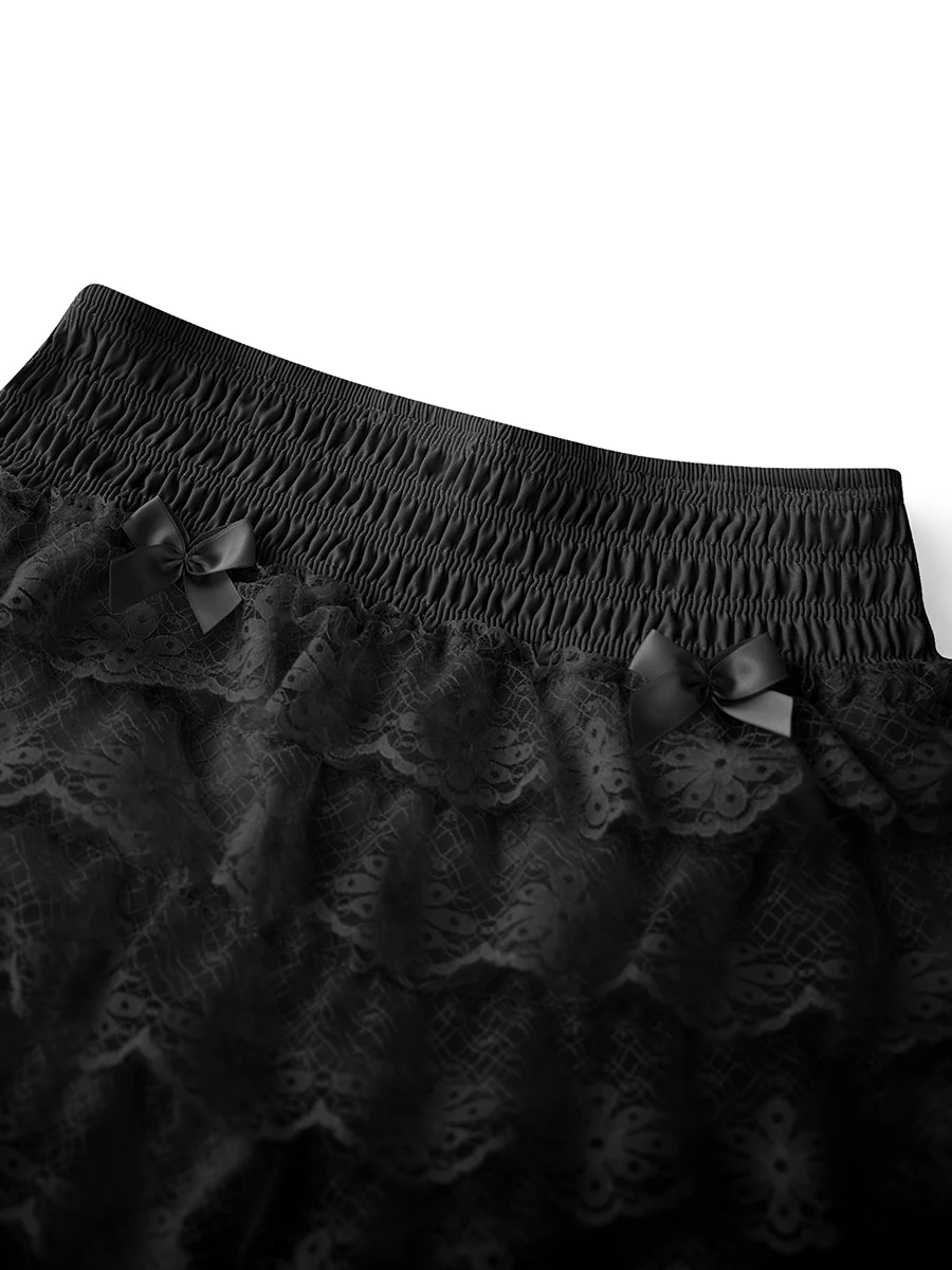 Women s Sexy Lace Lingerie Shorts with Elastic Waistband and Tiered Ruffled Design for Bodycon Fit and Style