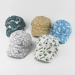 Summer Quick-drying Sun Hats For Kids Cartoon Dinosaur Print Baby Baseball Cap Children Outdoor UV Protection Beach Hat