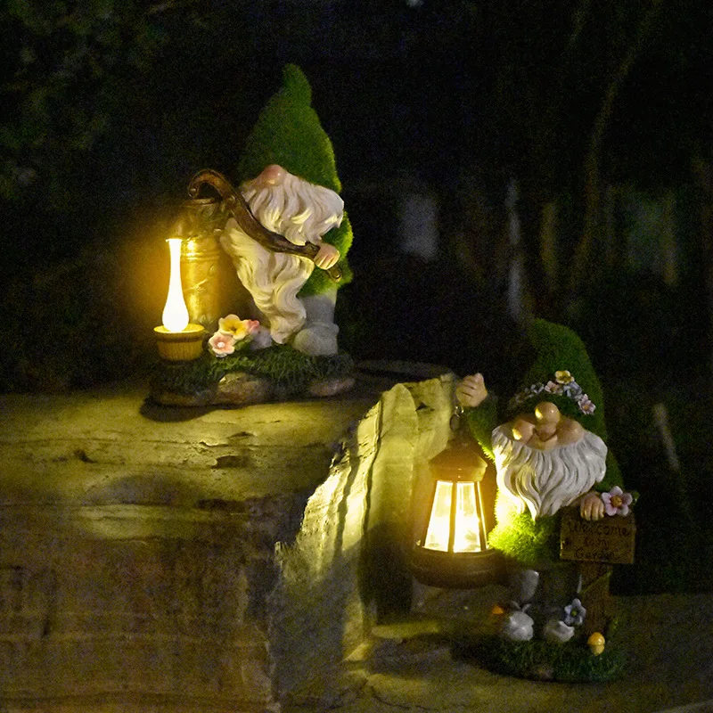 

Outdoor Garden Dwarf Solar Cartoon Ornaments Sculpture Home Decoration Crafts Garden Old Man Elf Christmas Decorations Resin