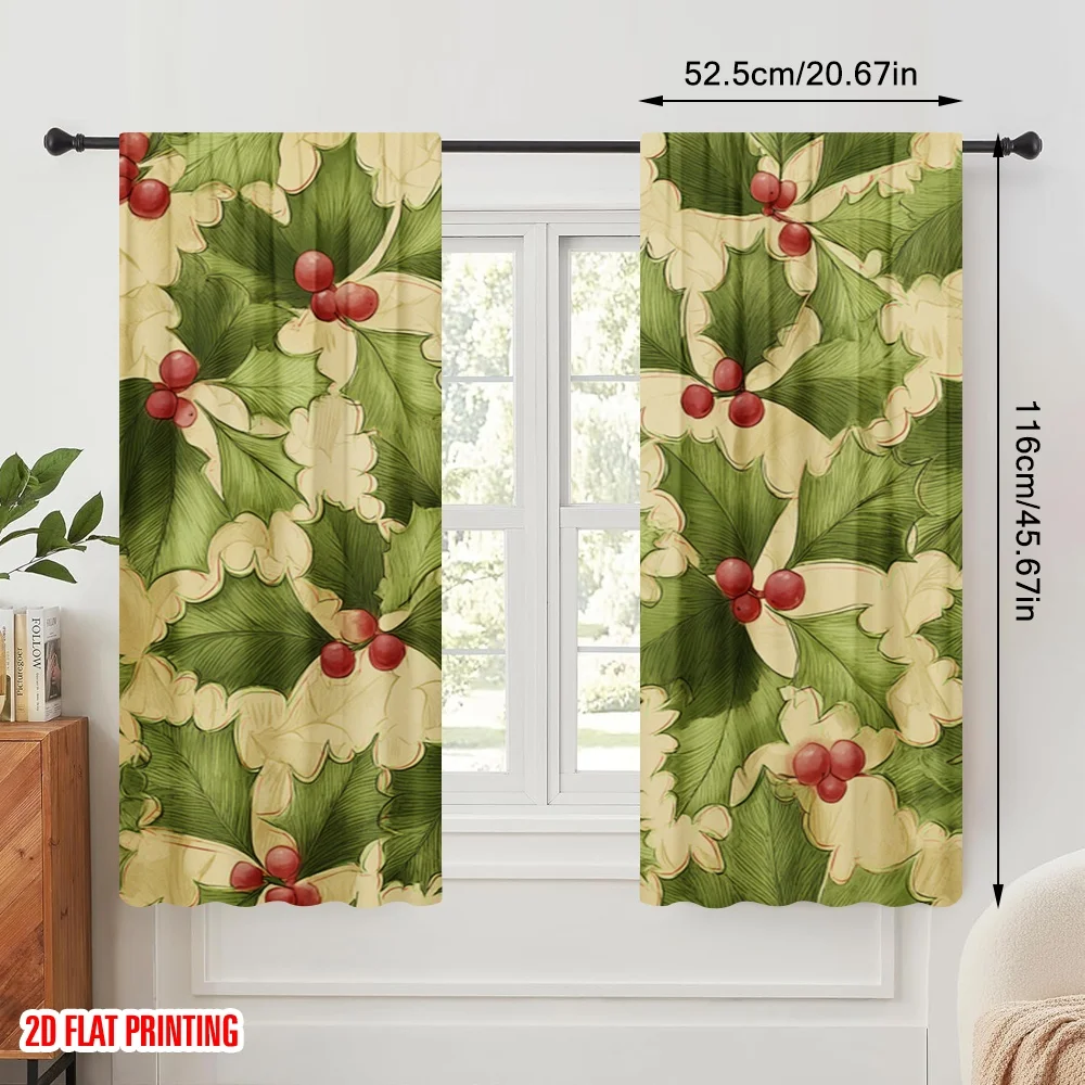 2pcs,2D plane printing Curtains Roller Blinds Christmas Snowman Versatile Polyester (without rod) Outdoor Decorations Ldeal for
