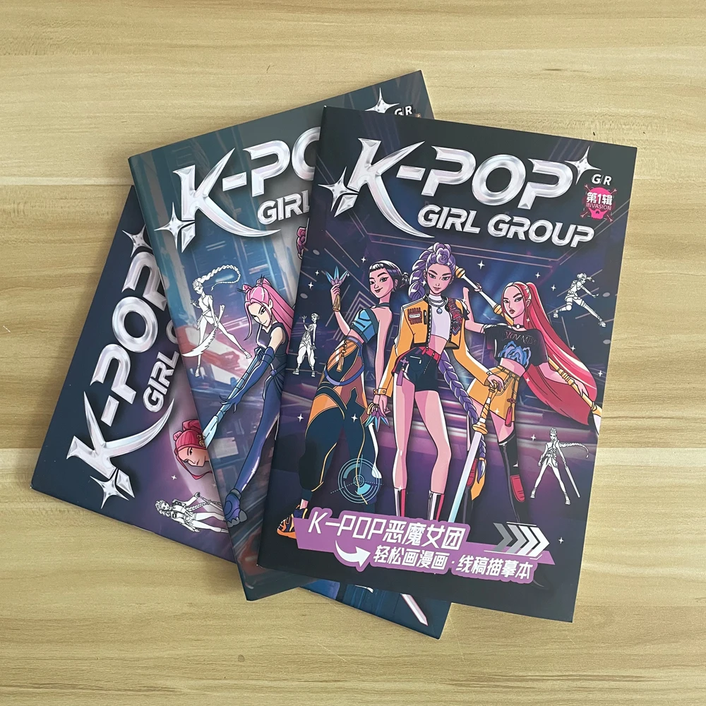 Kpop شيطان الصيادين تتبع اللوحة أنيمي الكرتون خط رسم الأطفال رسم تلوين كتاب صور هدايا عيد الأطفال #2