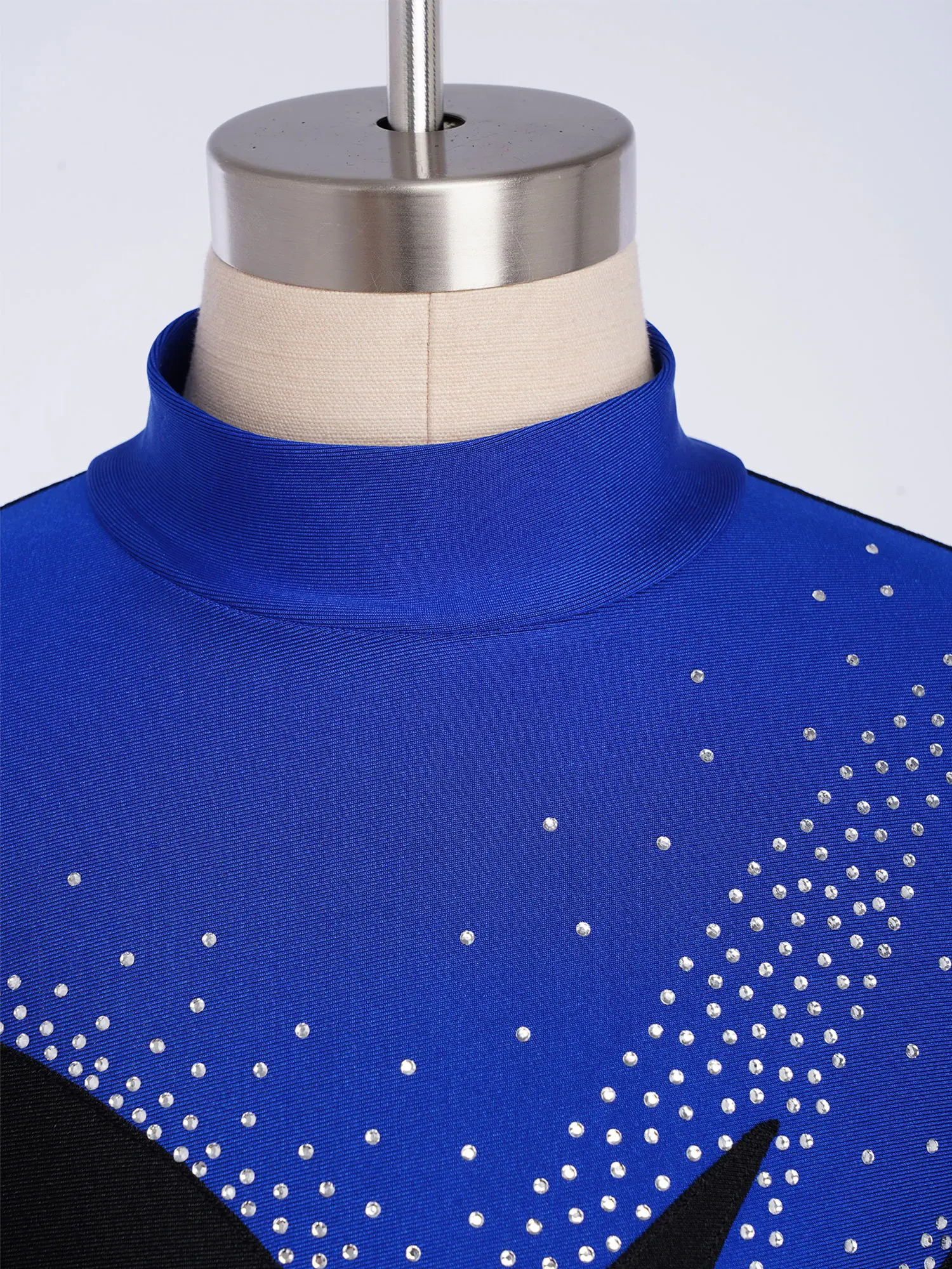 

Kids Boys Figure Skating Gymnastic Jazz Tango Costume Shirt Long Sleeve Shiny Rhinestones Zipper Top for Performance Competition