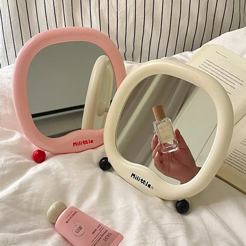 

Girl Dormitory Vertical Mirror Small Makeup White Aesthetic Vanity Mirror Bedroom Glass Espejos Decorativos Nordic Home Decor