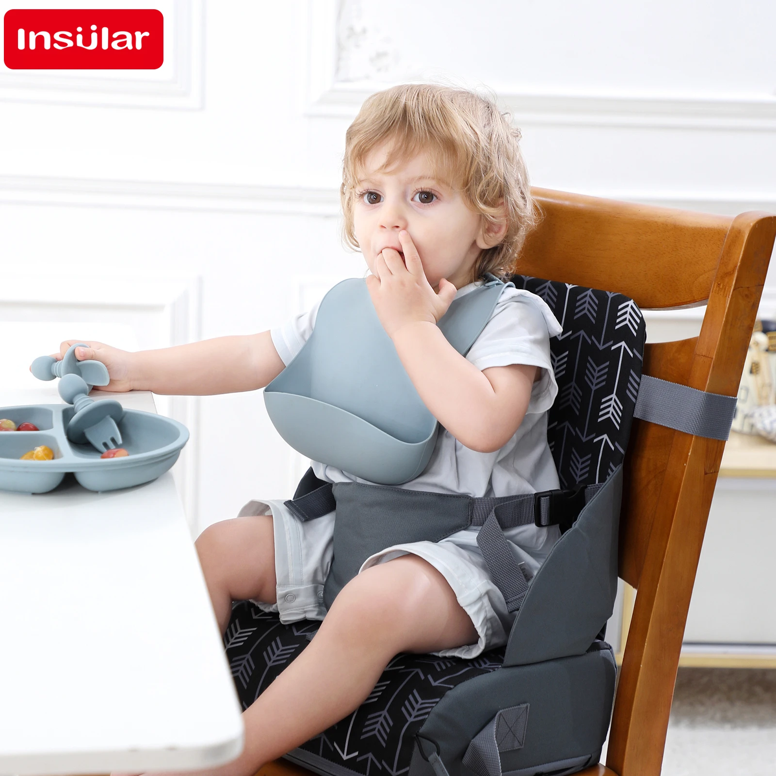 

Portable Anti slip Folding Three Point Children's Seat High Cushion Baby Dining Chair High Cushion Children's Travel Supplies