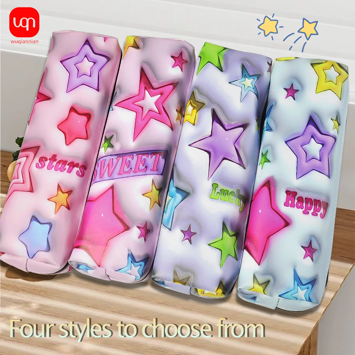 WQN-1PC kawaii Large Capacity Pencil Bag PU3D Canvas Pencil Case Storage Bag Student School Stationery Supplies