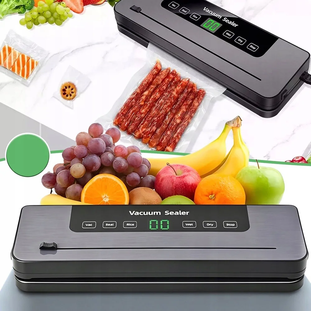 Elektrischer Vakuumierer für die Küche, Lebensmittelaufbewahrung, Touch-Taste, Trocken-/Nass-Vakuumierung, automatische Vakuumverpackungsmaschine mit 50 Beuteln