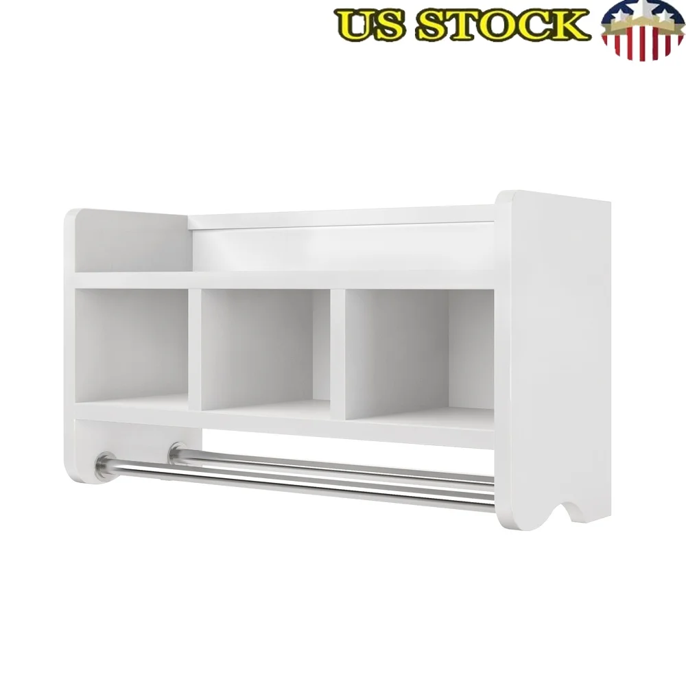 

25-дюймовая полка для хранения в ванной комнате с веревкой для полотенец, настенный органайзер, кубические полотенца, туалетные принадлежности, эффективный дизайн для использования в помещении