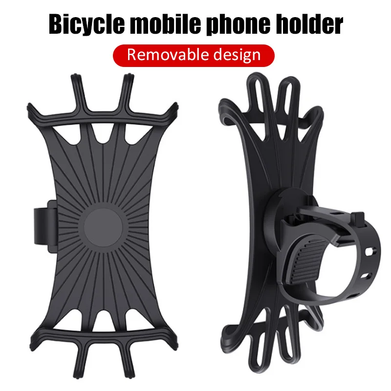 Universal Bicycle Mobile Phone Holder Rotating Silicone Bicycle Phone Holder Motorcycle Handlebar Holder For 4.0-6.0 Inch Phone