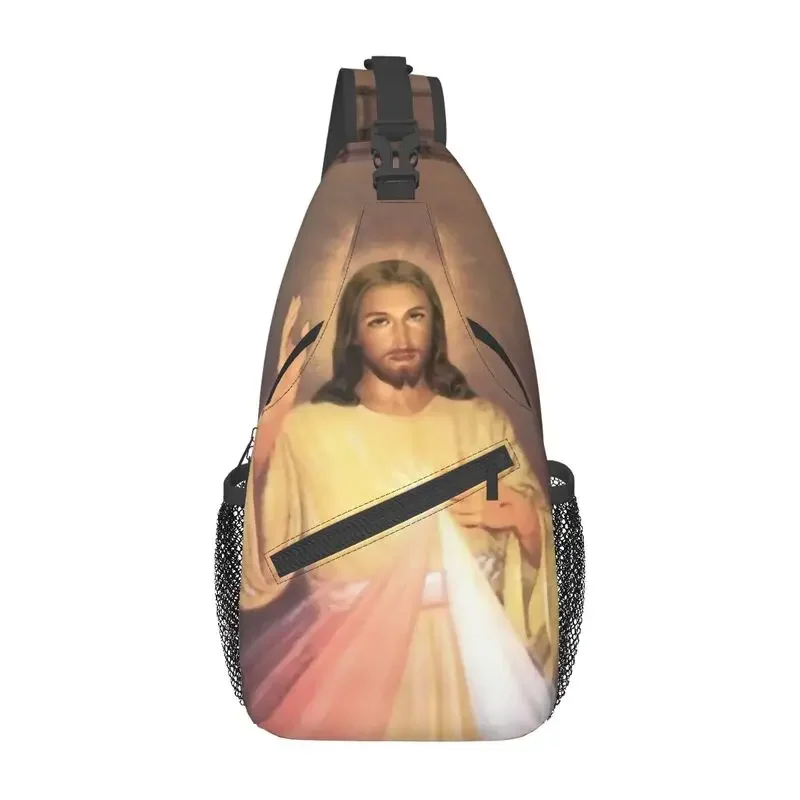 

Cool Divine Mercy Sling Bags for Travel Hiking Men's Jesus Crossbody Chest Backpack Shoulder Daypack