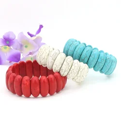 Vintage White Red Blue Turquoises Bracelet for Women in Charm Bracelets Men Natural Stone Beaded Yoga National Style Jewelry
