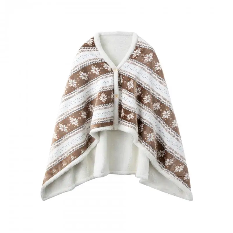 

Милый коричневый плащ 2025, осенне-зимнее теплое фланелевое флисовое одеяло, куртка, женская накидка с принтом, домашняя одежда, плащ на пуговицах, пашмина